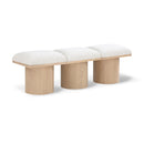 Meridian Pavilion Cream Boucle Fabric Bench IMAGE 1