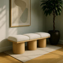 Color_Cream/ Natural Finish -- Pavilion Cream Boucle Fabric Upholstered 3 pc Modular Bench IMAGE 2