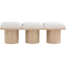  Color_Cream/ Natural Finish -- Pavilion Cream Boucle Fabric Upholstered 3 pc Modular Bench IMAGE 3