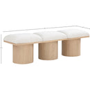  Color_Cream/ Natural Finish -- Pavilion Cream Boucle Fabric Upholstered 3 pc Modular Bench IMAGE 7