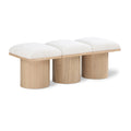  Color_Cream/ Natural Finish -- Pavilion Cream Boucle Fabric Upholstered 3 pc Modular Bench IMAGE 1