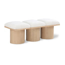  Color_Cream/ Natural Finish -- Pavilion Cream Boucle Fabric Upholstered 3 pc Modular Bench IMAGE 1