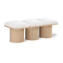 Meridian Pavilion Cream Boucle Fabric Bench IMAGE 1