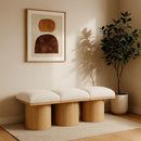  Color_Cream/ Natural Finish -- Pavilion Cream Boucle Fabric Upholstered 3 pc Modular Bench IMAGE 2