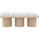  Color_Cream/ Natural Finish -- Pavilion Cream Boucle Fabric Upholstered 3 pc Modular Bench IMAGE 3