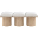 Meridian Pavilion Cream Boucle Fabric Bench IMAGE 3