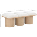  Color_Cream/ Natural Finish -- Pavilion Cream Boucle Fabric Upholstered 3 pc Modular Bench IMAGE 6