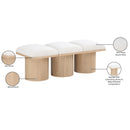  Color_Cream/ Natural Finish -- Pavilion Cream Boucle Fabric Upholstered 3 pc Modular Bench IMAGE 7