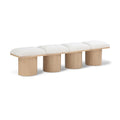  Color_Cream/ Natural Finish -- Pavilion Cream Boucle Fabric Upholstered 4 pc Modular Bench IMAGE 1