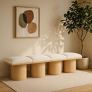 Meridian Pavilion Cream Boucle Fabric Bench IMAGE 2
