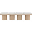 Meridian Pavilion Cream Boucle Fabric Bench IMAGE 3