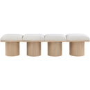  Color_Cream/ Natural Finish -- Pavilion Cream Boucle Fabric Upholstered 4 pc Modular Bench IMAGE 3