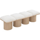  Color_Cream/ Natural Finish -- Pavilion Cream Boucle Fabric Upholstered 4 pc Modular Bench IMAGE 5