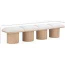  Color_Cream/ Natural Finish -- Pavilion Cream Boucle Fabric Upholstered 4 pc Modular Bench IMAGE 7