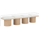 Meridian Pavilion Cream Boucle Fabric Bench IMAGE 7