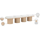  Color_Cream/ Natural Finish -- Pavilion Cream Boucle Fabric Upholstered 4 pc Modular Bench IMAGE 8
