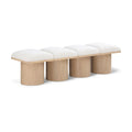  Color_Cream/ Natural Finish -- Pavilion Cream Boucle Fabric Upholstered 4 pc Modular Bench IMAGE 1