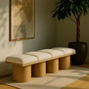 Meridian Pavilion Cream Boucle Fabric Bench IMAGE 2