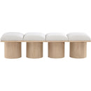  Color_Cream/ Natural Finish -- Pavilion Cream Boucle Fabric Upholstered 4 pc Modular Bench IMAGE 3