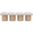 Meridian Pavilion Cream Boucle Fabric Bench IMAGE 3