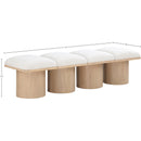  Color_Cream/ Natural Finish -- Pavilion Cream Boucle Fabric Upholstered 4 pc Modular Bench IMAGE 6