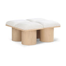 Meridian Pavilion Cream Boucle Fabric Bench IMAGE 1