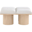  Color_Cream/ Natural Finish -- Pavilion Cream Boucle Fabric Upholstered 4 pc Modular Bench IMAGE 3