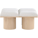 Meridian Pavilion Cream Boucle Fabric Bench IMAGE 3