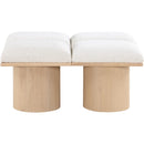 Meridian Pavilion Cream Boucle Fabric Bench IMAGE 4