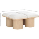  Color_Cream/ Natural Finish -- Pavilion Cream Boucle Fabric Upholstered 4 pc Modular Bench IMAGE 6