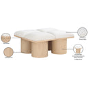  Color_Cream/ Natural Finish -- Pavilion Cream Boucle Fabric Upholstered 4 pc Modular Bench IMAGE 7