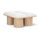  Color_Cream/ Natural Finish -- Pavilion Cream Boucle Fabric Upholstered 4 pc Modular Bench IMAGE 1