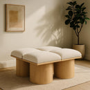  Color_Cream/ Natural Finish -- Pavilion Cream Boucle Fabric Upholstered 4 pc Modular Bench IMAGE 2