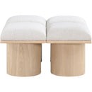  Color_Cream/ Natural Finish -- Pavilion Cream Boucle Fabric Upholstered 4 pc Modular Bench IMAGE 3