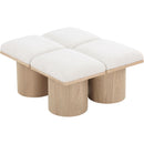  Color_Cream/ Natural Finish -- Pavilion Cream Boucle Fabric Upholstered 4 pc Modular Bench IMAGE 5