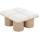Meridian Pavilion Cream Boucle Fabric Bench IMAGE 5