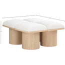  Color_Cream/ Natural Finish -- Pavilion Cream Boucle Fabric Upholstered 4 pc Modular Bench IMAGE 7