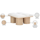  Color_Cream/ Natural Finish -- Pavilion Cream Boucle Fabric Upholstered 4 pc Modular Bench IMAGE 8