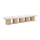  Color_Cream/ Natural Finish -- Pavilion Cream Boucle Fabric Upholstered 5 pc Modular Bench IMAGE 1
