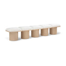 Meridian Pavilion Cream Boucle Fabric Bench IMAGE 1