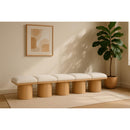  Color_Cream/ Natural Finish -- Pavilion Cream Boucle Fabric Upholstered 5 pc Modular Bench IMAGE 2