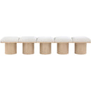  Color_Cream/ Natural Finish -- Pavilion Cream Boucle Fabric Upholstered 5 pc Modular Bench IMAGE 3