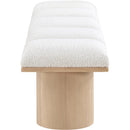  Color_Cream/ Natural Finish -- Pavilion Cream Boucle Fabric Upholstered 5 pc Modular Bench IMAGE 4