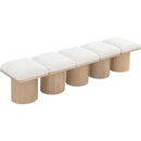  Color_Cream/ Natural Finish -- Pavilion Cream Boucle Fabric Upholstered 5 pc Modular Bench IMAGE 5