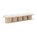  Color_Cream/ Natural Finish -- Pavilion Cream Boucle Fabric Upholstered 5 pc Modular Bench IMAGE 1