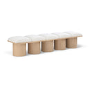  Color_Cream/ Natural Finish -- Pavilion Cream Boucle Fabric Upholstered 5 pc Modular Bench IMAGE 1
