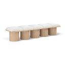 Meridian Pavilion Cream Boucle Fabric Bench IMAGE 1
