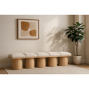Meridian Pavilion Cream Boucle Fabric Bench IMAGE 2