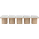  Color_Cream/ Natural Finish -- Pavilion Cream Boucle Fabric Upholstered 5 pc Modular Bench IMAGE 3