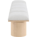  Color_Cream/ Natural Finish -- Pavilion Cream Boucle Fabric Upholstered 5 pc Modular Bench IMAGE 4